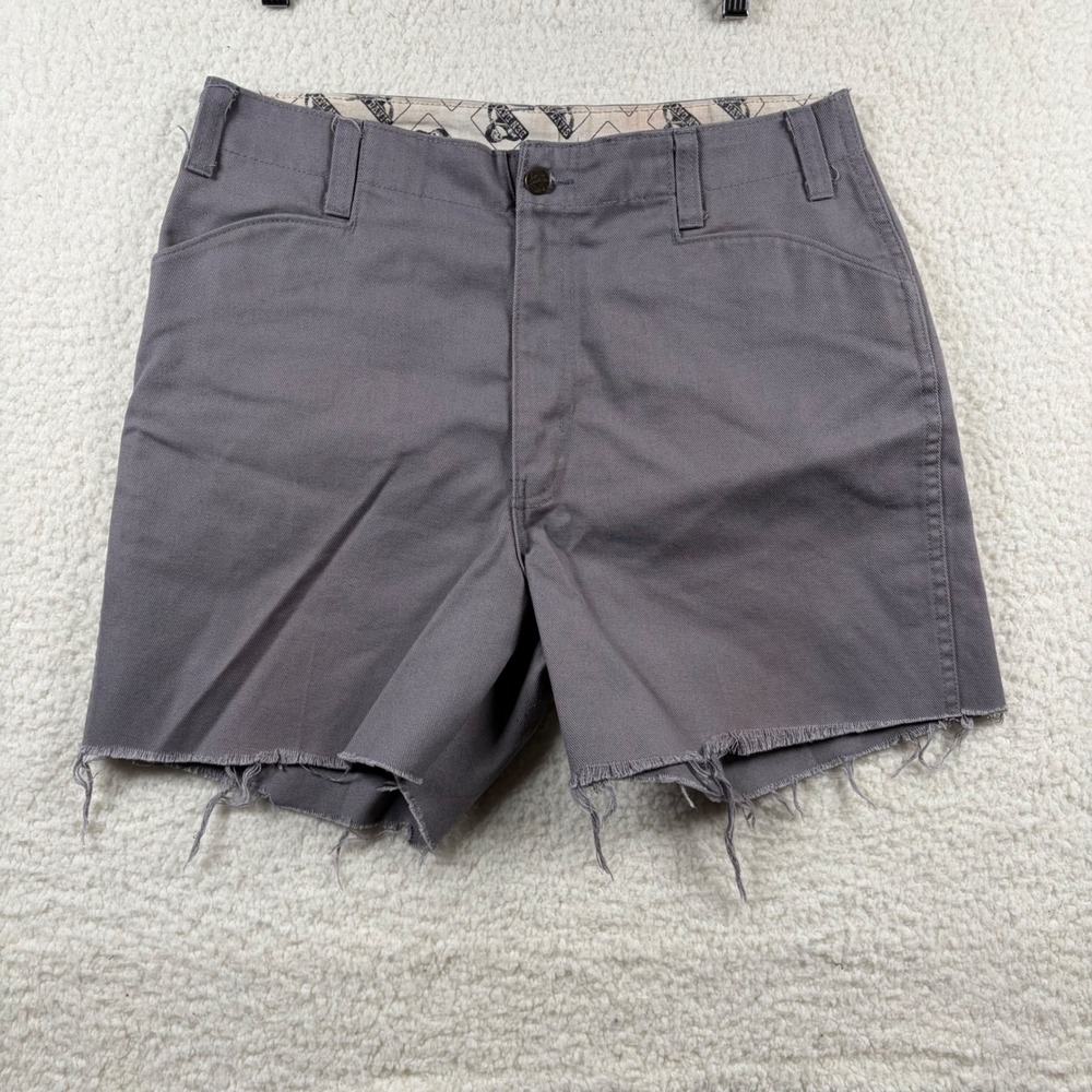 Ben Davis Grey Cut Off Workwear Shorts Mens 34 Raw Hem Twill Skater Grunge Punk